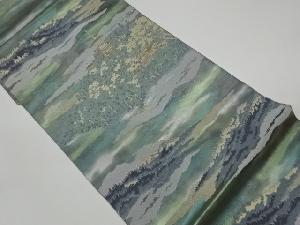 リサイクル　服部織物製　こはく錦京洛風景文織出し袋帯